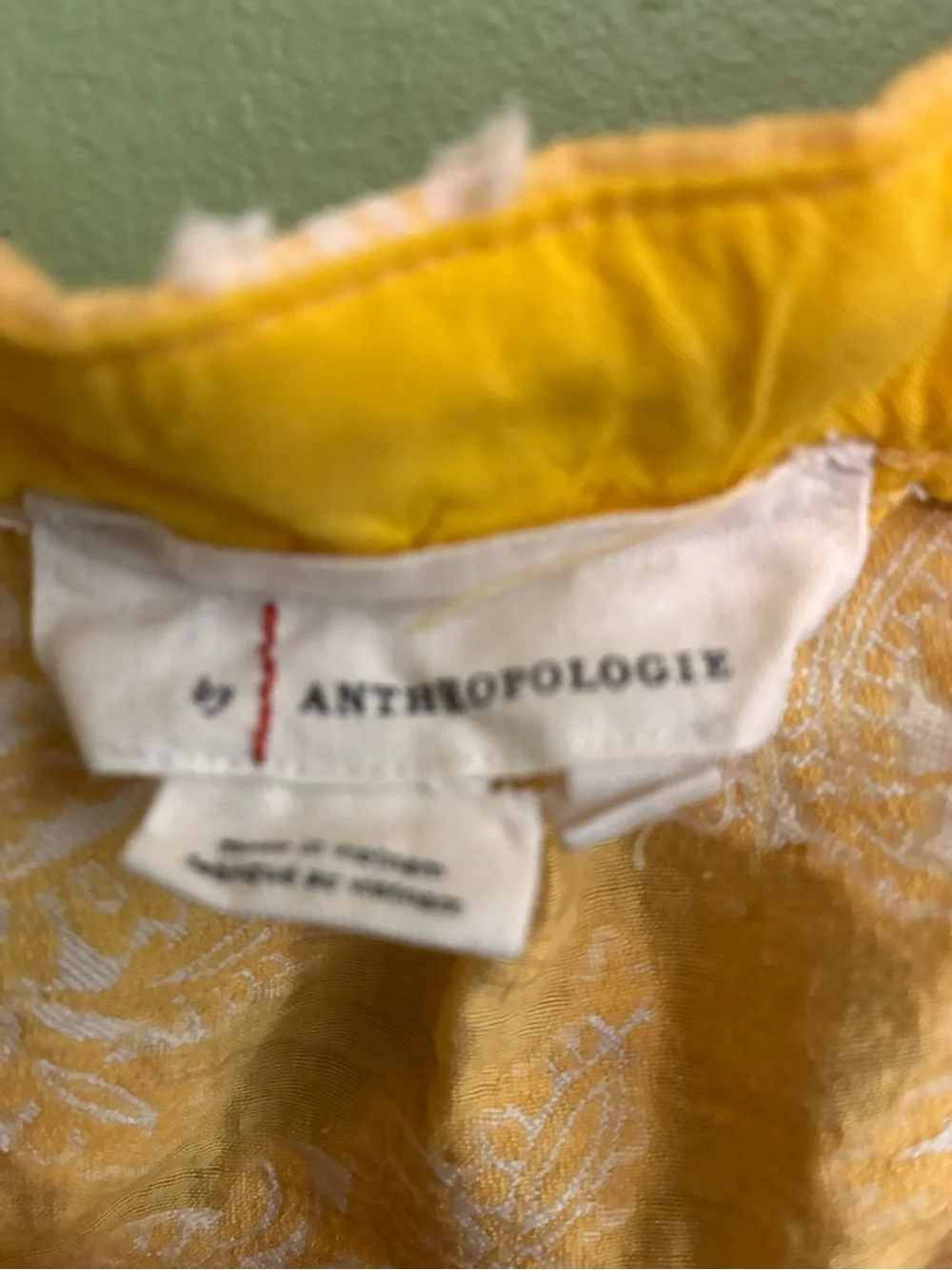 Anthropologie Yellow Puff-Sleeve Textured Blouse